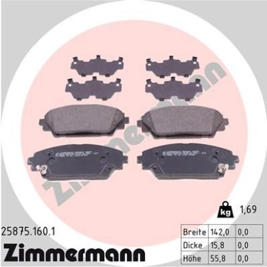 ZIMMERMANN Bremsbeläge 25875.160.1 ZIMMERMANN Bremsbeläge 25875.160.1