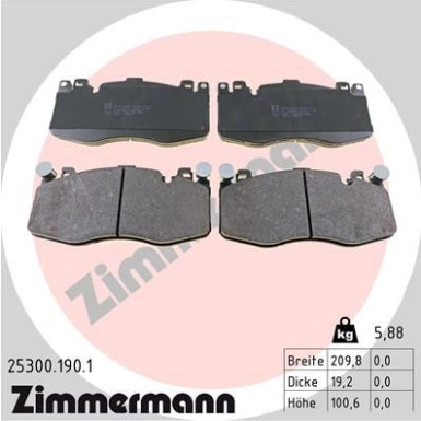 ZIMMERMANN Bremsbelagsatz, Scheibenbremse | 25300.190.1