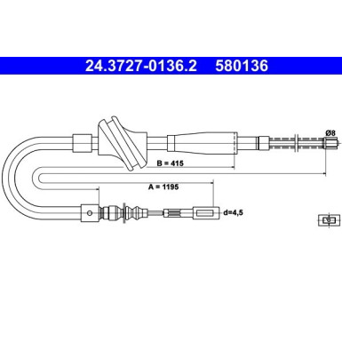 ATE Handbremsseil Seilzug Festellbremse 24.3727-0136.2