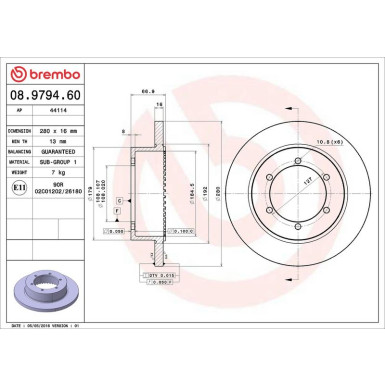 85 482 036 Bremsscheibe HA | NISSAN Cabstar 06 | 08.9794.60