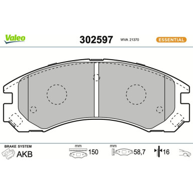 VALEO Bremsbeläge 302597