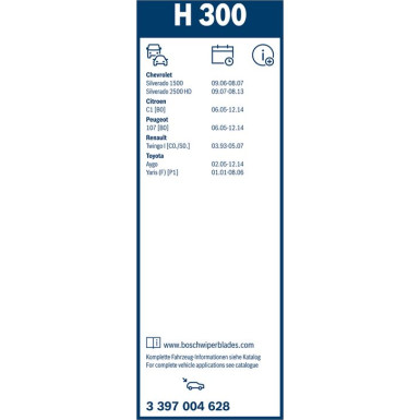 BOSCH | Scheibenwischer Twin Rear H300 | TWIN-Standard | 3397004628