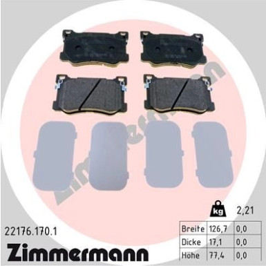 ZIMMERMANN Bremsbelagsatz, Scheibenbremse | 22176.170.1