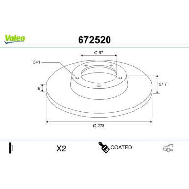 VALEO Bremsscheibe 672520