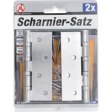 BGS Scharnier-Satz | Edelstahl | 100 x 40 mm | 2-tlg | 80907