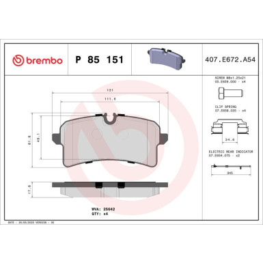 BREMBO Bremsklötze HA AUDI S4, A8 15 PRIME LINE P 85 151