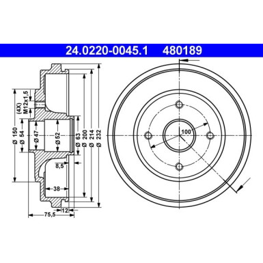 ATE Bremstrommel 24.0220-0045.1