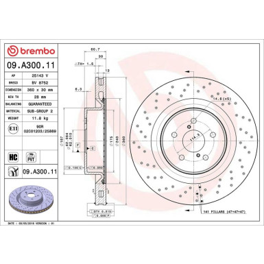 BREMBO Bremsscheibe 09.A300.11 PRIME LINE - UV Coated