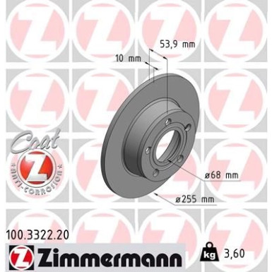 ZIMMERMANN Bremsscheibe 100.3322.20 Coat Z