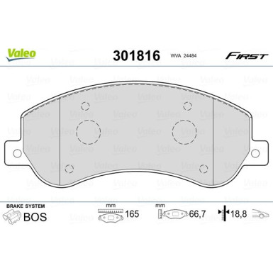 VALEO Bremsbeläge | 301816