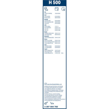 BOSCH | Wischerblatt H500 | TWIN-Standard | 3397004760