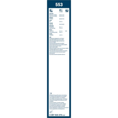 553 BOSCH | Wischerblatt | TWIN-Standard | 3397010274