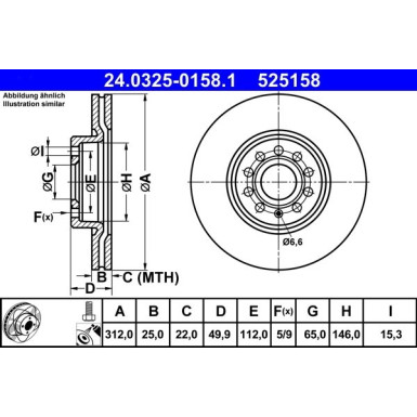 Bremsscheibe Vw P. Caddy/Golf/Jetta/Passat/Tiguan/Touran 05- Power Disc PowerDisc 24.0325-0158.1