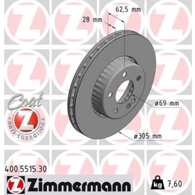 ZIMMERMANN Bremsscheibe 400.5515.30 FORMULA S