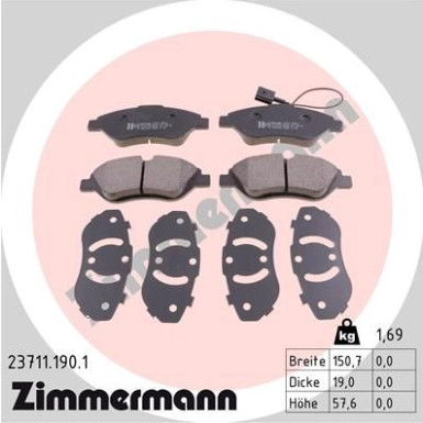 ZIMMERMANN Bremsbeläge | 23711.190.1