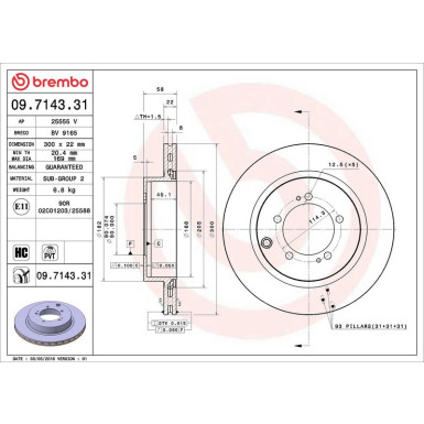 84 482 035 Bremsscheibe HA MITSUBISHI Lancer VII 04 PRIME LINE - UV Coated 09.7143.31
