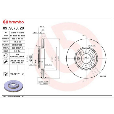 15 481 175 Bremsscheibe VA MERCEDES Citan,RENAULT Kangoo 08 PRIME LINE - UV Coated 09.9078.21