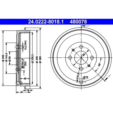 Bremstrommel | 24.0222-8018.1 Bremstrommel | 24.0222-8018.1
