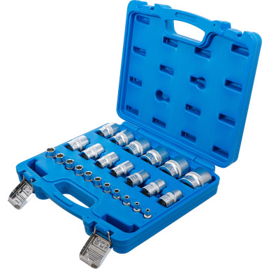 BGS Steckschlüssel-Einsatz-Satz Sechskant | Antriebe Innenvierkant 6,3 mm (1/4""""), 12,5 mm (1/2"""") | Zollmaße | 24-tlg | 2246