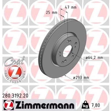 ZIMMERMANN Bremsscheibe | 280.3192.20