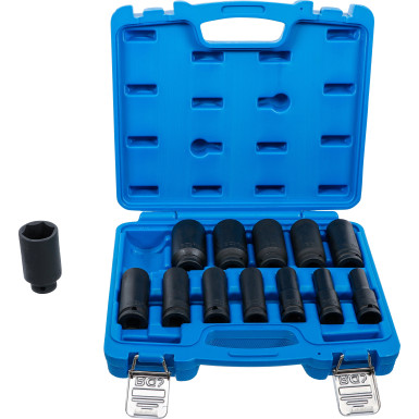 BGS Kraft-Steckschlüssel-Einsatz-Satz Sechskant, tief | Antrieb Innenvierkant 12,5 mm (1/2"""") | Zollgrößen | 13-tlg | 5208