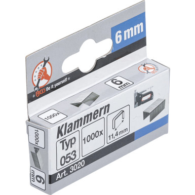 BGS Klammern Typ 53 6 x 11,4 mm 1000 Stück BGS Do it yourself 3020
