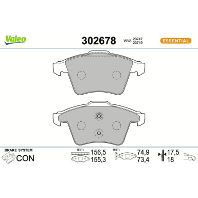 VALEO Bremsbeläge 302678 VALEO Bremsbeläge 302678