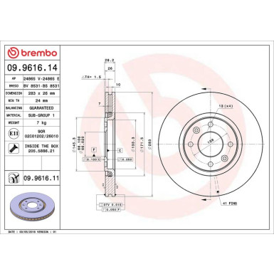 71 481 028 Bremsscheibe VA | PEUGEOT 406 99 | 09.9616.11