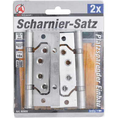 BGS Scharnier-Satz | Edelstahl | für platzsparenden Einbau | 100 x 50 mm | 2-tlg | 80909