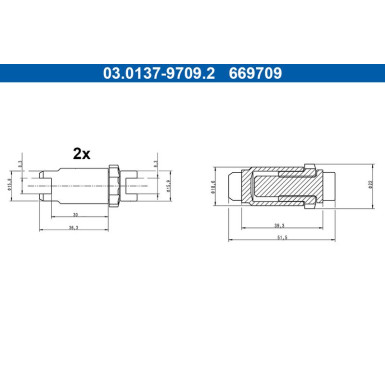 ATE Zubehörsatz, Feststellbremsbacken 03.0137-9709.2 Nachstellmutter ATE Zubehörsatz, Feststellbremsbacken 03.0137-9709.2 Nachstellmutter