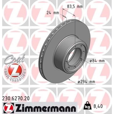 ZIMMERMANN Bremsscheibe 230.6270.20 Coat Z
