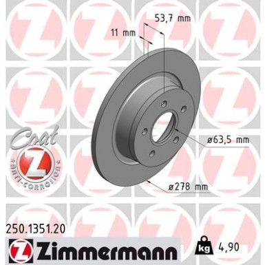 ZIMMERMANN Bremsscheibe | 250.1351.20