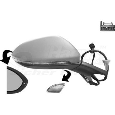 Aussenspiegel re. elek. Verst. bhz. grund VW Golf VII konv. +Bodenl. +el. kl. OE 5G0 857 522 + HAGUS