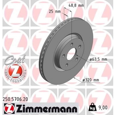 ZIMMERMANN Bremsscheibe | 250.5706.20