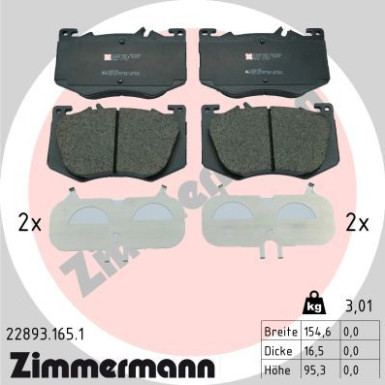 ZIMMERMANN Bremsbelagsatz, Scheibenbremse | 22893.165.1
