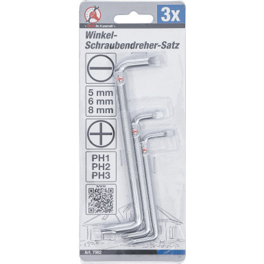 BGS Winkel-Schraubendreher-Satz Schlitz/Kreuzschlitz 3-tlg BGS Do it yourself 7982