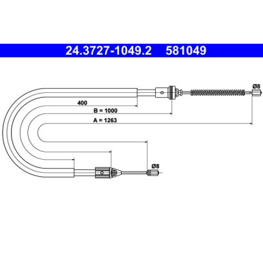 ATE Handbremsseil Seilzug Festellbremse 24.3727-1049.2 ATE Handbremsseil Seilzug Festellbremse 24.3727-1049.2