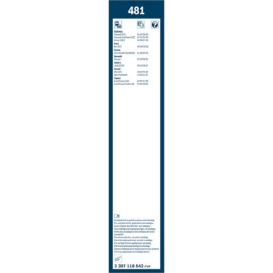 481 BOSCH | Wischerblatt | TWIN-Standard | 3397118542