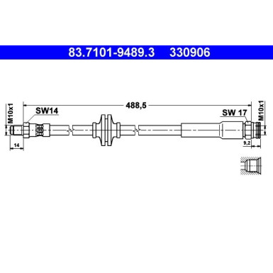 ATE Bremsschlauch | 83.7101-9489.3