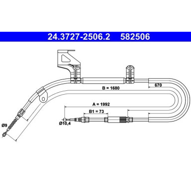 ATE Handbremsseil Seilzug Festellbremse 24.3727-2506.2
