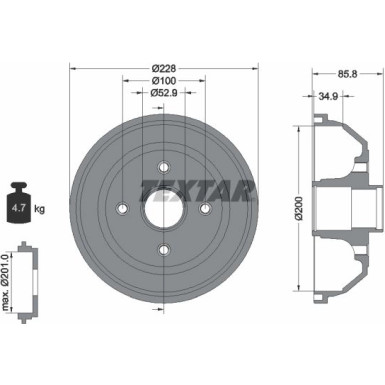 Bremstrommel. Opel T. Corsa C 00- Ohne Abs 200X36 | 94024100 Bremstrommel. Opel T. Corsa C 00- Ohne Abs 200X36 | 94024100