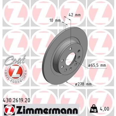 ZIMMERMANN Bremsscheibe | 430.2619.20