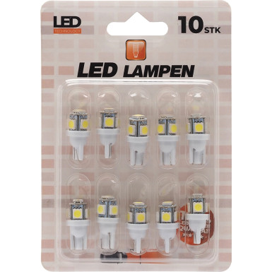 LIMSPAR4 10 Stück LED W5W Glassockel 5x 5050 SMD