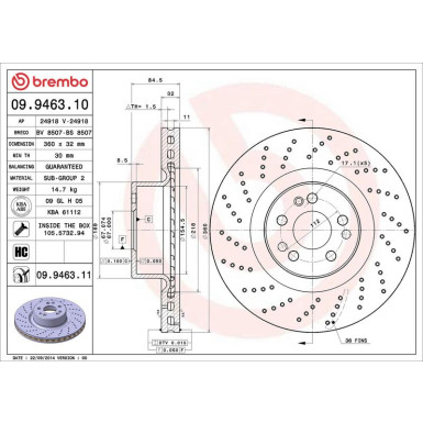 BREMBO Bremsscheibe | 09.9463.11