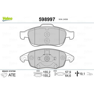 VALEO Bremsbeläge 598997