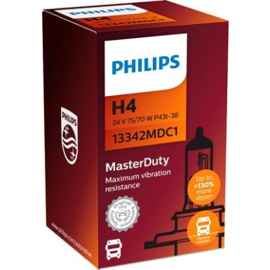 H4 MasterDuty 24V.75/70W.P43t-38 L | Heavy Duty,verstärkt & rüttelfest | 13342MDC1 H4 MasterDuty 24V.75/70W.P43t-38 L | Heavy Duty,verstärkt & rüttelfest | 13342MDC1