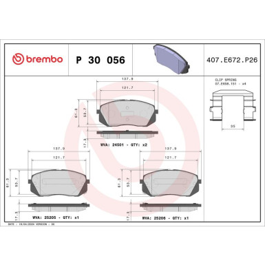 BREMBO Bremsklötze VA HYUNDAI,KIA 10 PRIME LINE P 30 056
