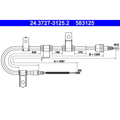 ATE Handbremsseil Seilzug Festellbremse 24.3727-3125.2 ATE Handbremsseil Seilzug Festellbremse 24.3727-3125.2