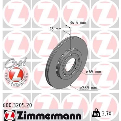 ZIMMERMANN Bremsscheibe | 600.3205.20
