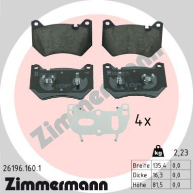 ZIMMERMANN Bremsbelagsatz, Scheibenbremse | 26196.160.1